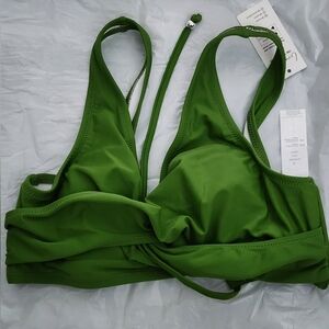Cupshe Olive Green Twist Front Bikini Top